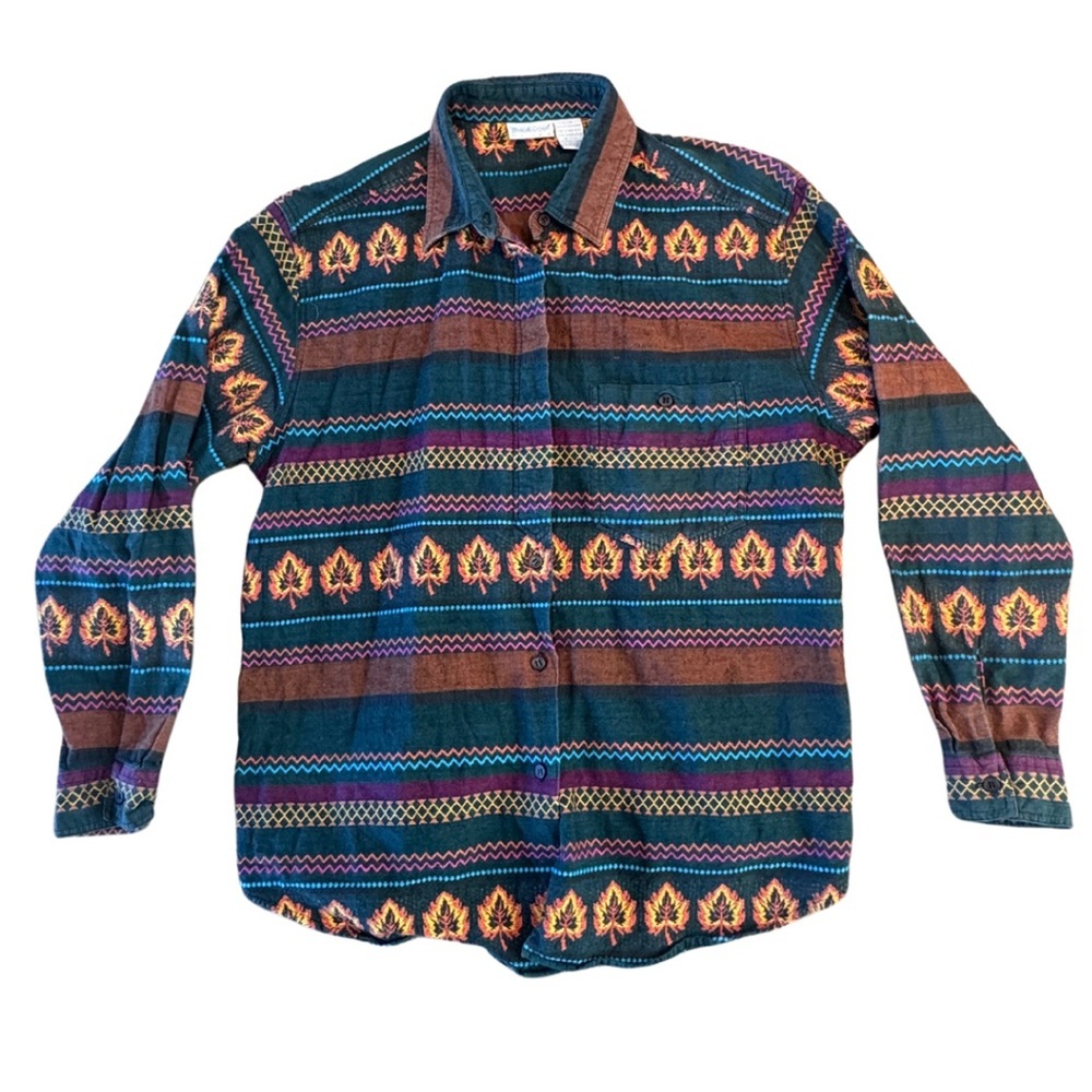 Vintage Backroad Blues Embroidered Flannel